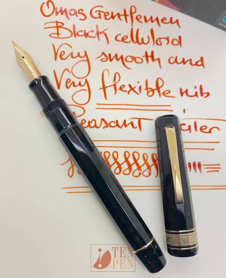 OMAS GENTLEMEN BLACK CELLULOID- FLEXIBLE NIB | Tenpen - By Letizia